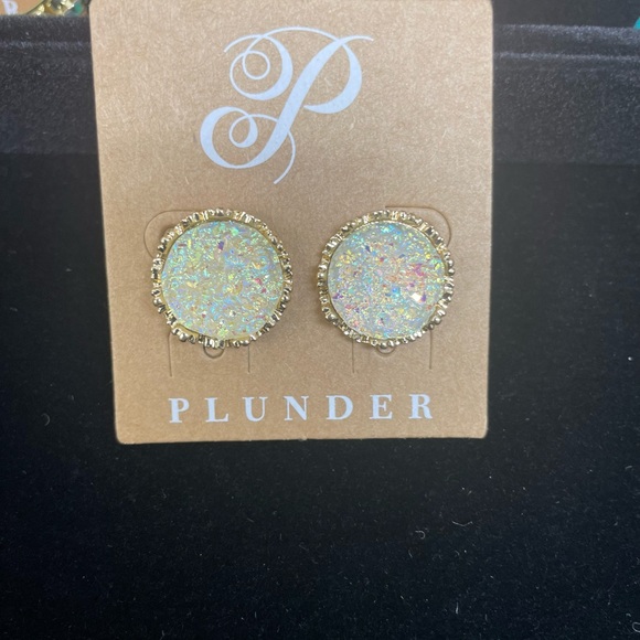 Plunder Gold Earrings with Iridescent Sparkle - Picture 2 of 4